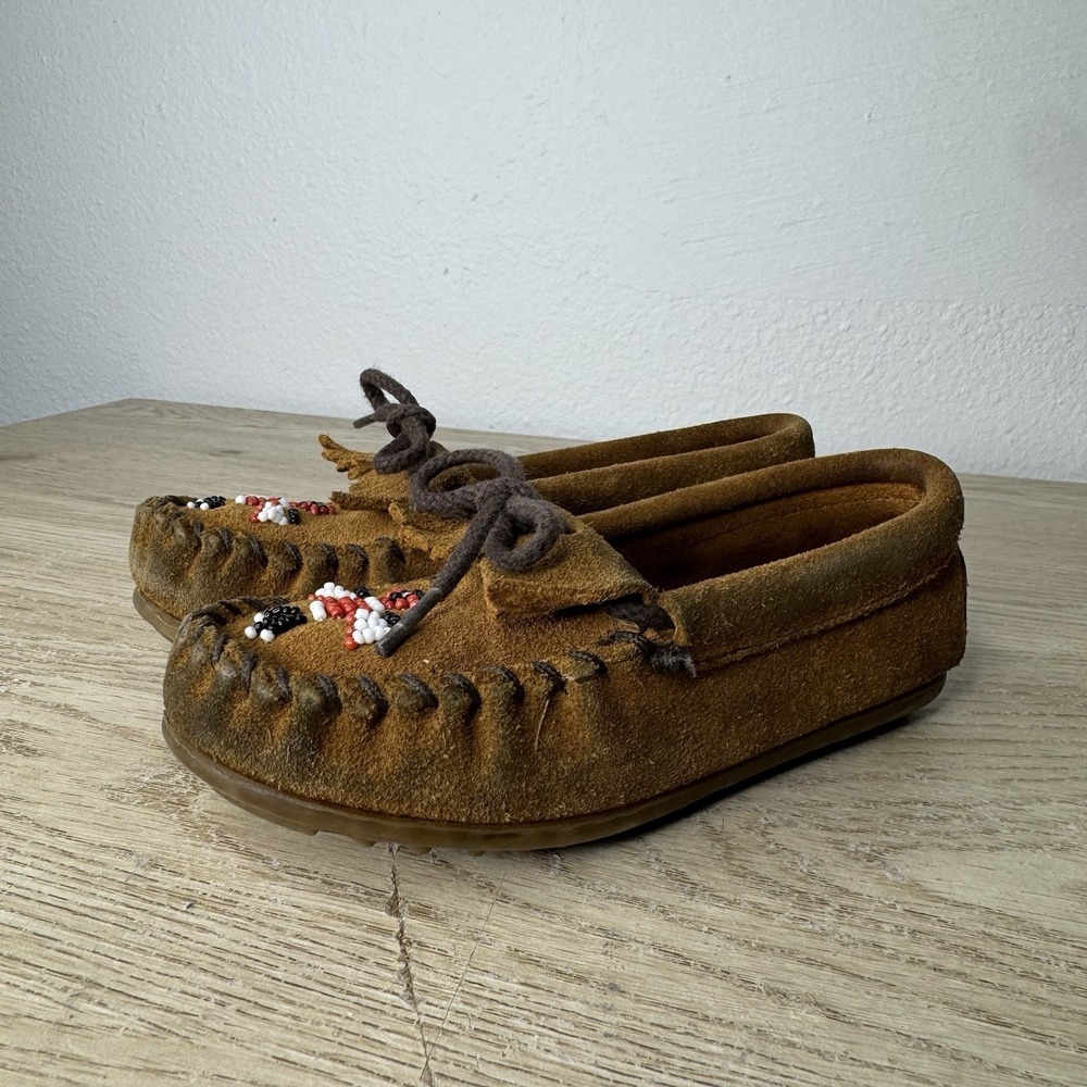 Minnetonka Thunderbird Beaded Mocassin Loafers Toddler Little Kid Size 12 - Picture 2 of 11